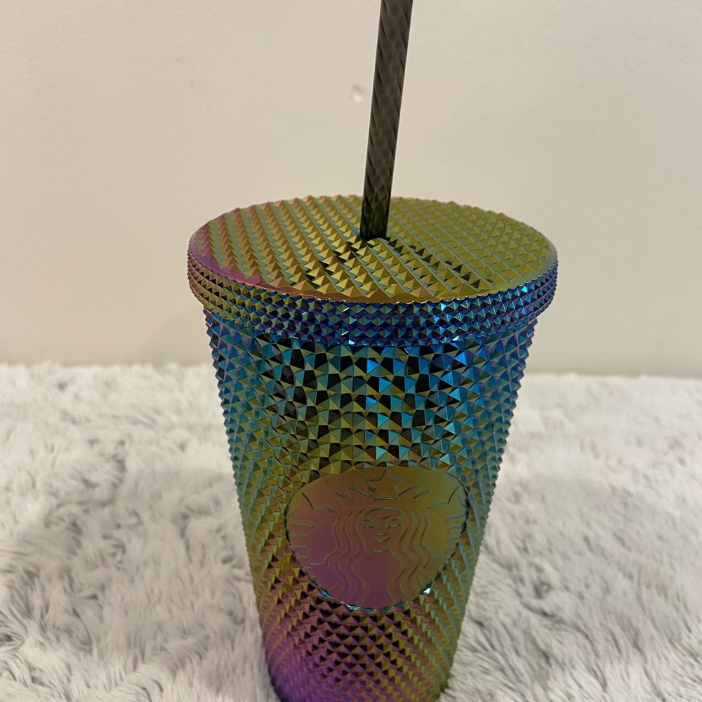 2023 16oz Starbucks Holiday Multicolor Oil Slick Rainbow Studded Tumbler